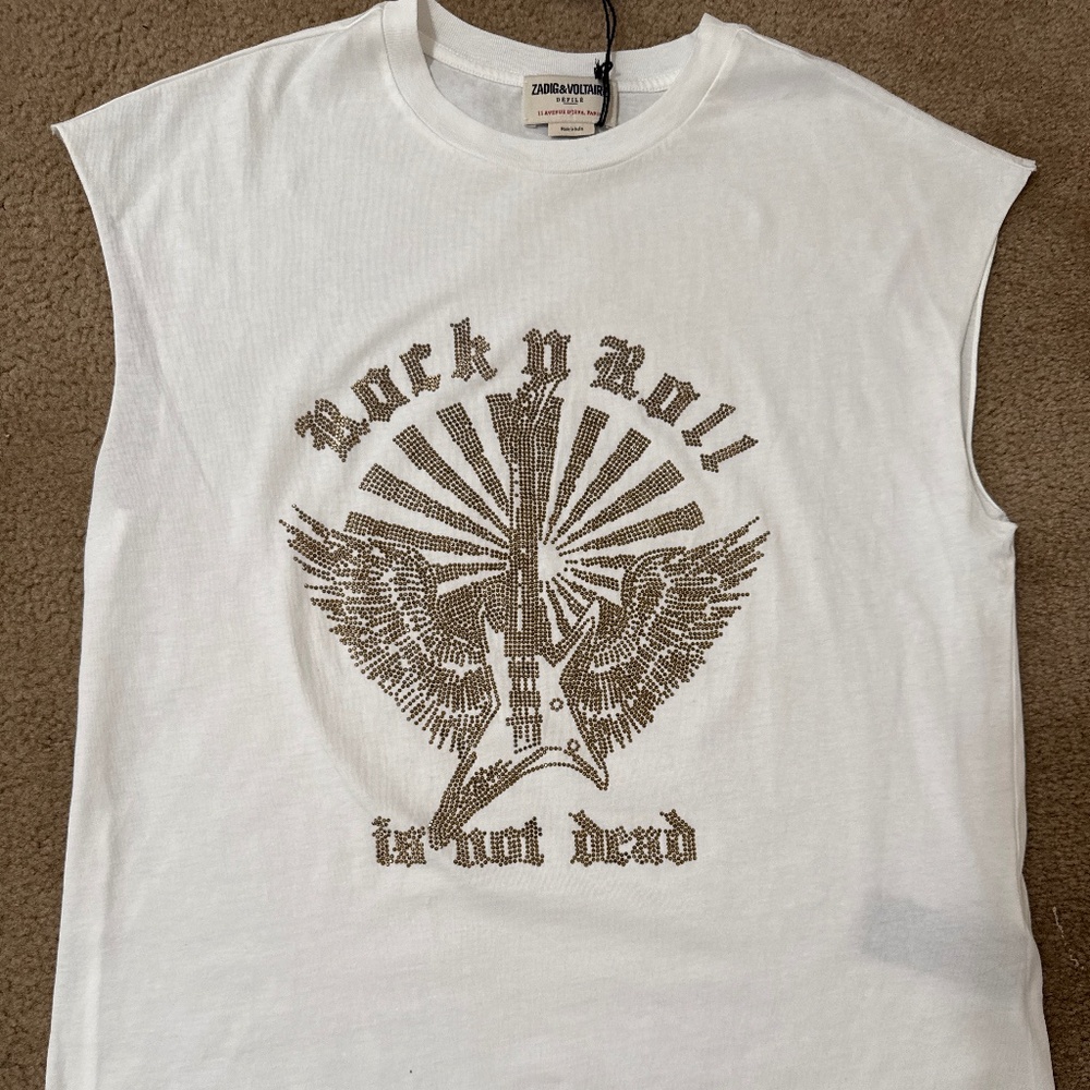 Zadig & Voltaire Muscle Tee ROCK N ROLL IS NOT DEAD - Picture 2 of 5